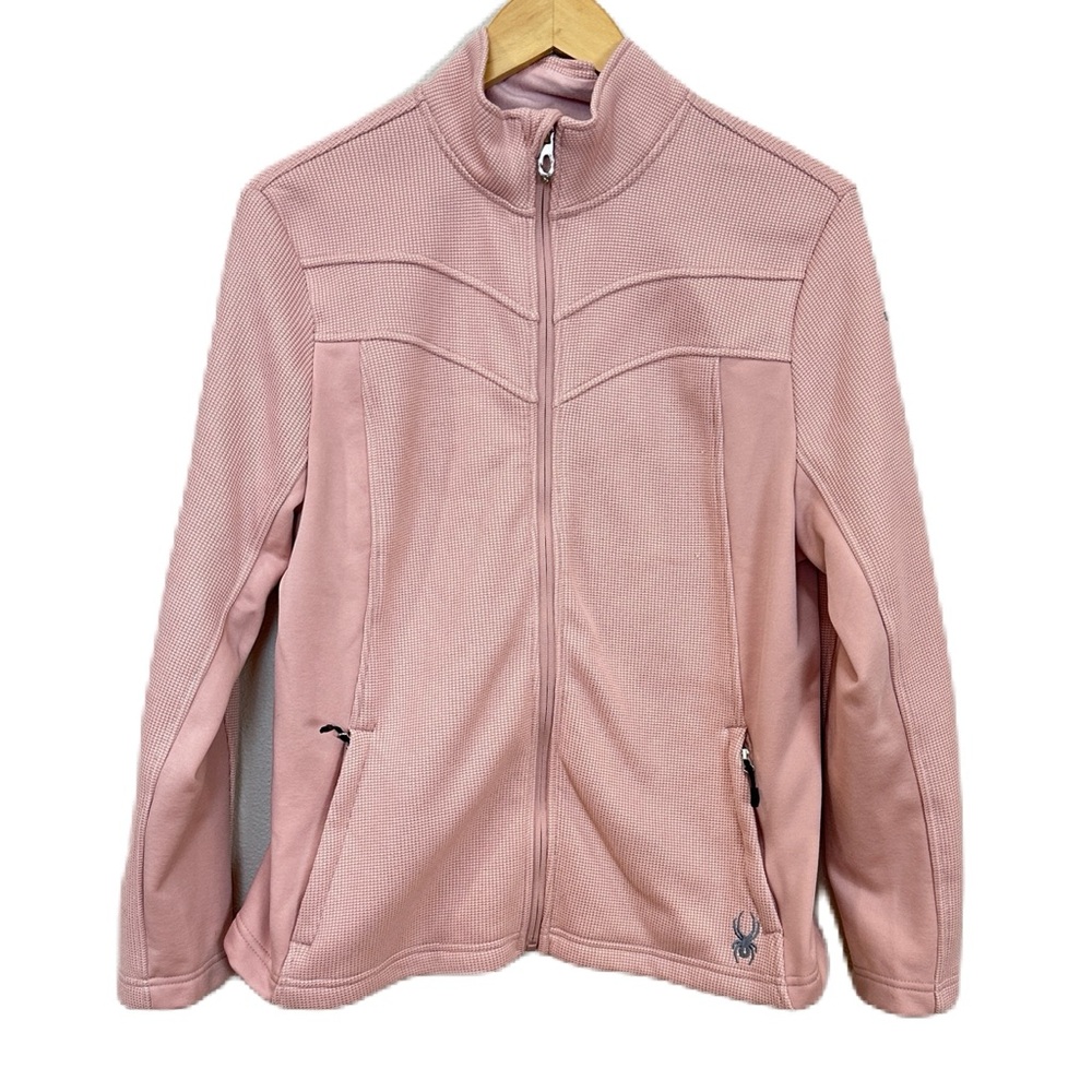 Spyder Speedo Jacket Pink Textured Stretch Knit Full Zip Athletic Women’s Large